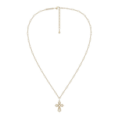 SUN HUNTER Lace Cross Necklace in Gold with Elegant Design and Adjustable Chain