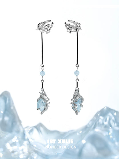 Elegant 1ST XULIE lake elf ear cuffs featuring blue gemstones and silver design for a magical touch