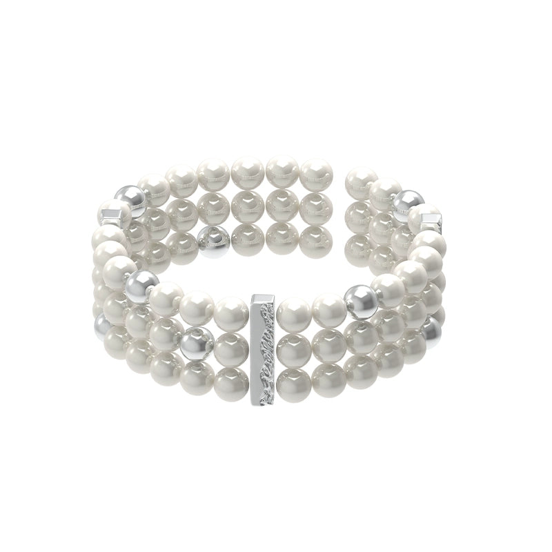 SUN HUNTER layered pearl bracelet with silver accents for a stylish and elegant look
