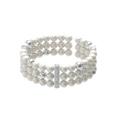 SUN HUNTER layered pearl bracelet with silver accents for a stylish and elegant look