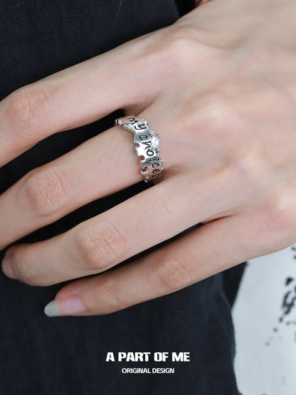 Stylish letter couple rings in silver featuring a unique and romantic design for couples