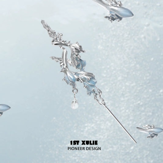 Elegant mermaid tail ear piercing jewelry with detailed ocean-inspired design