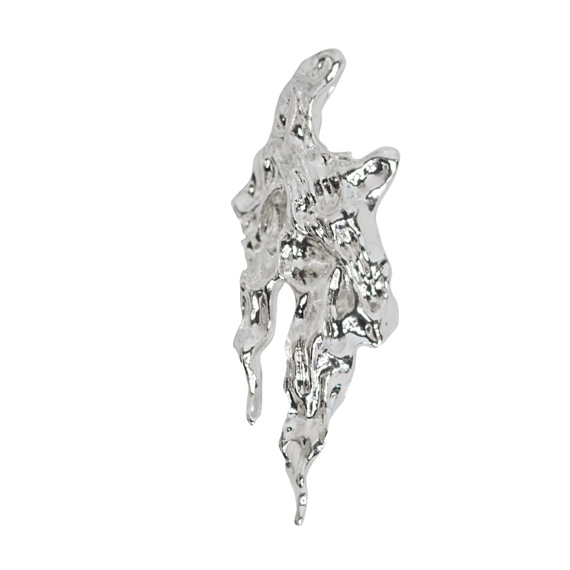 Unique 1STXULIE meteorite silver brooch with an abstract design for elegant accessories