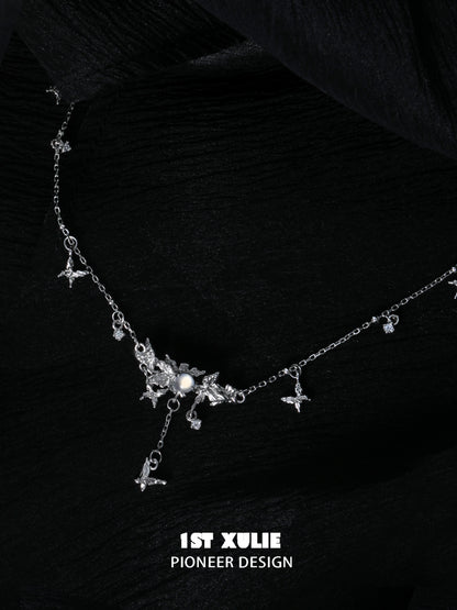 Mint butterfly necklace featuring elegant silver design with sparkling accents for a stunning look