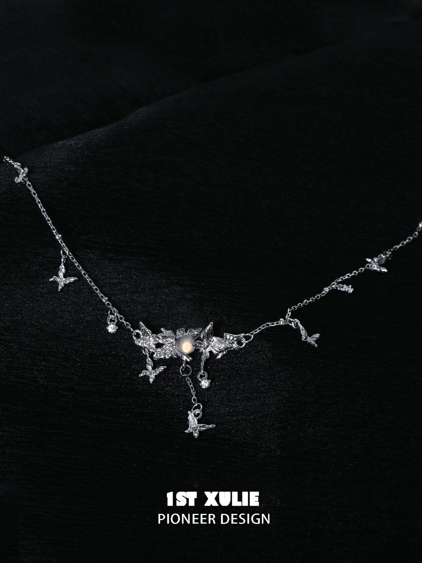 Elegant mint butterfly necklace with shimmering details for a stylish accessory look