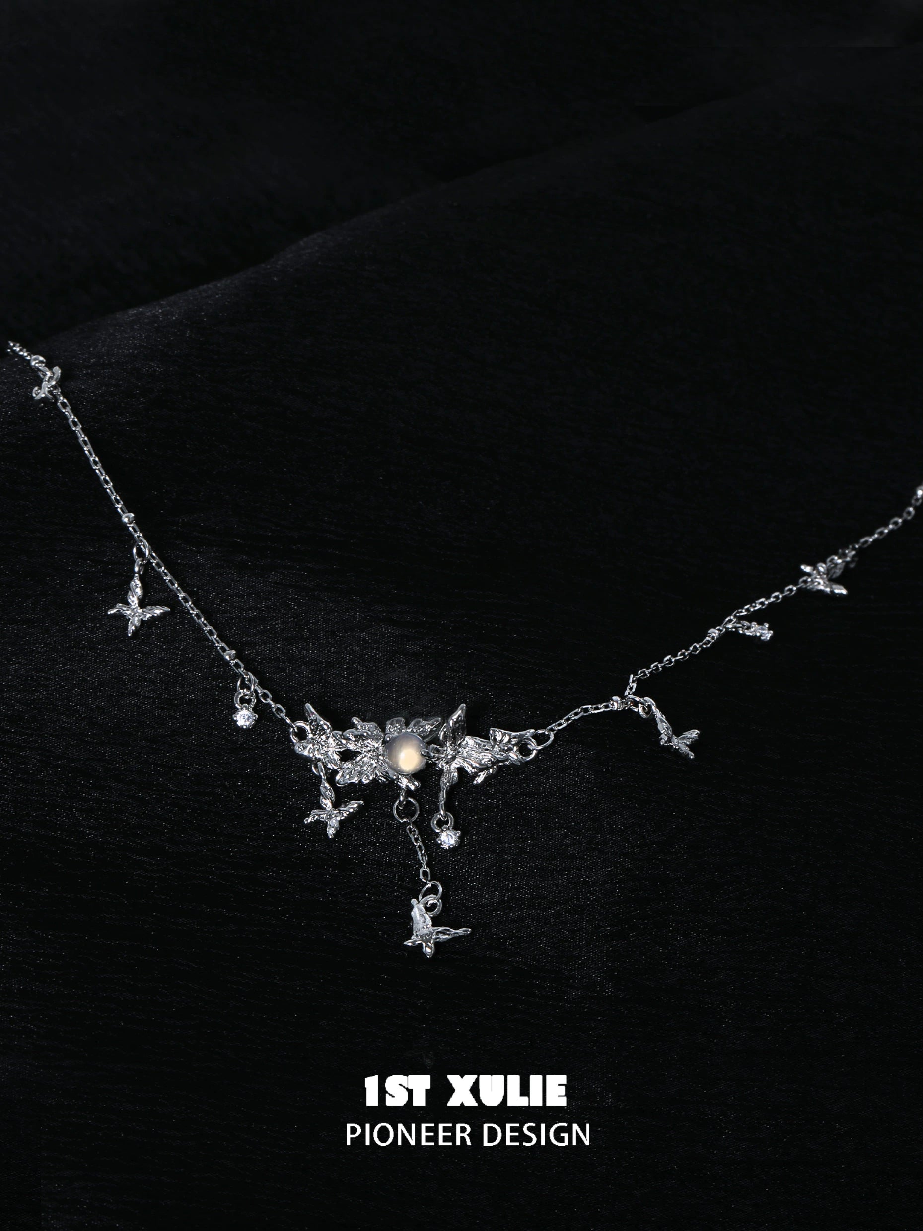 Elegant mint butterfly necklace with shimmering details for a stylish accessory look