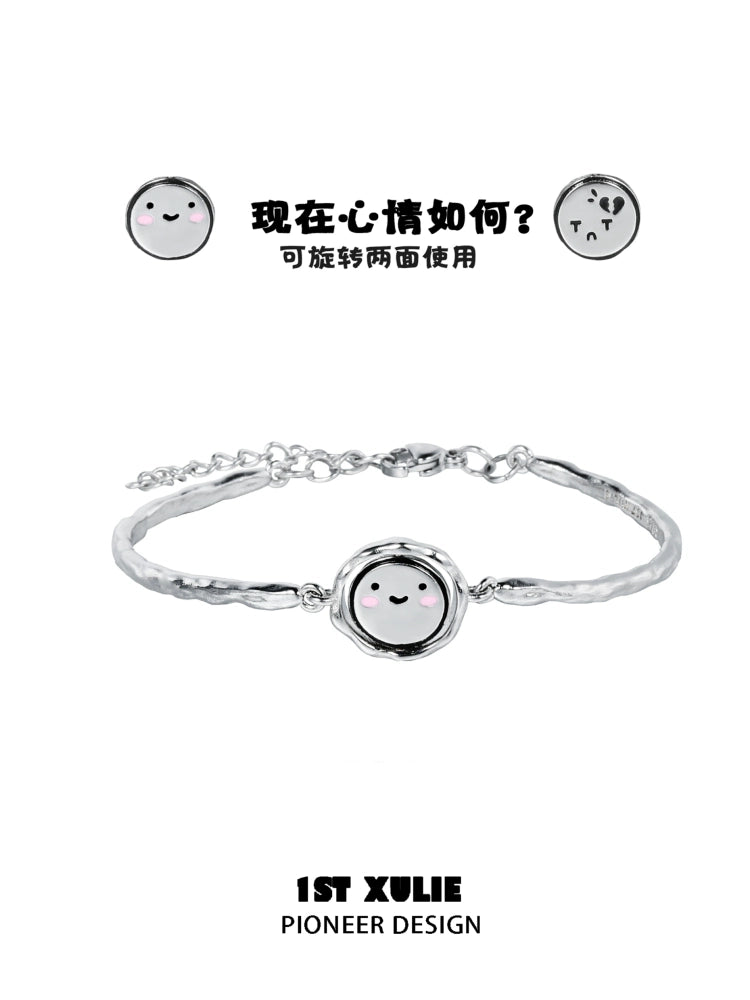1ST XULIE mood diary bangle featuring a smiley face dial for tracking emotions stylishly