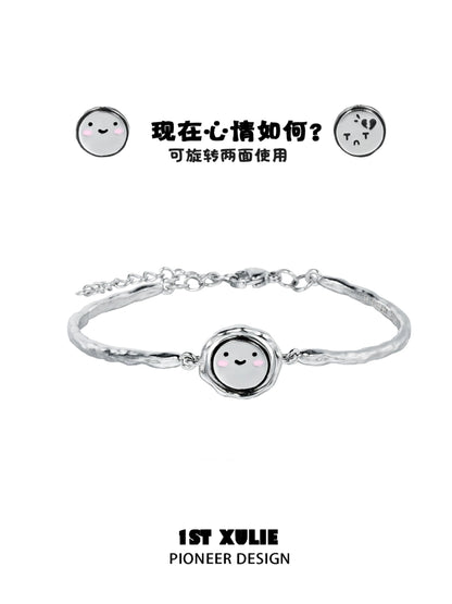 1ST XULIE mood diary bangle featuring a smiley face dial for tracking emotions stylishly