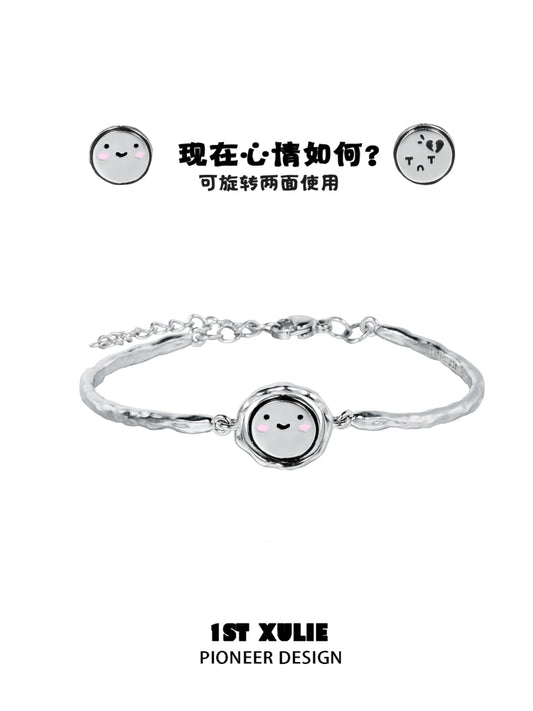 1ST XULIE mood diary bangle featuring a smiley face dial for tracking emotions stylishly