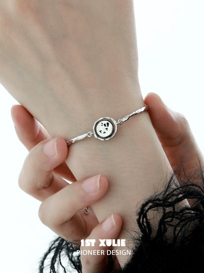 Elegant silver mood diary bangle with adjustable design for daily emotional expression