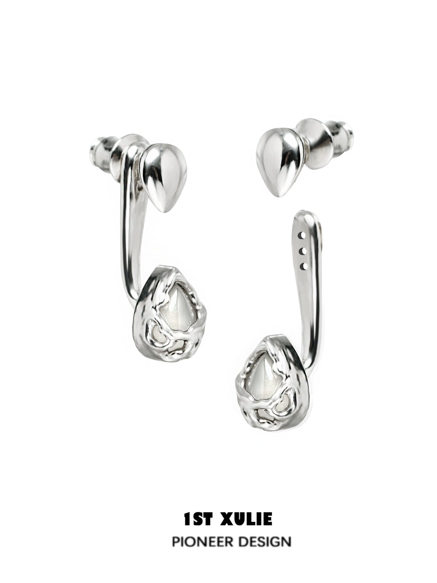 Stylish 1STXULIE moonlit agate earrings with polished silver detailing for an elegant look