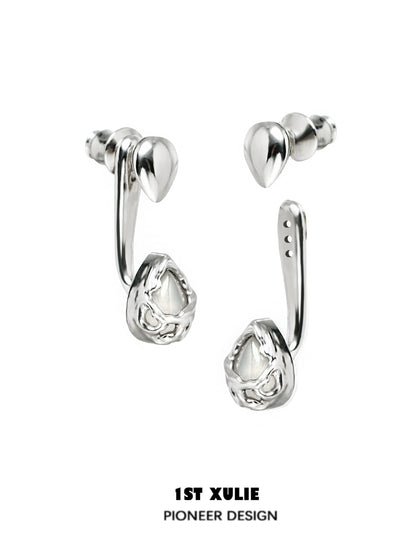 Stylish 1STXULIE moonlit agate earrings with polished silver detailing for an elegant look