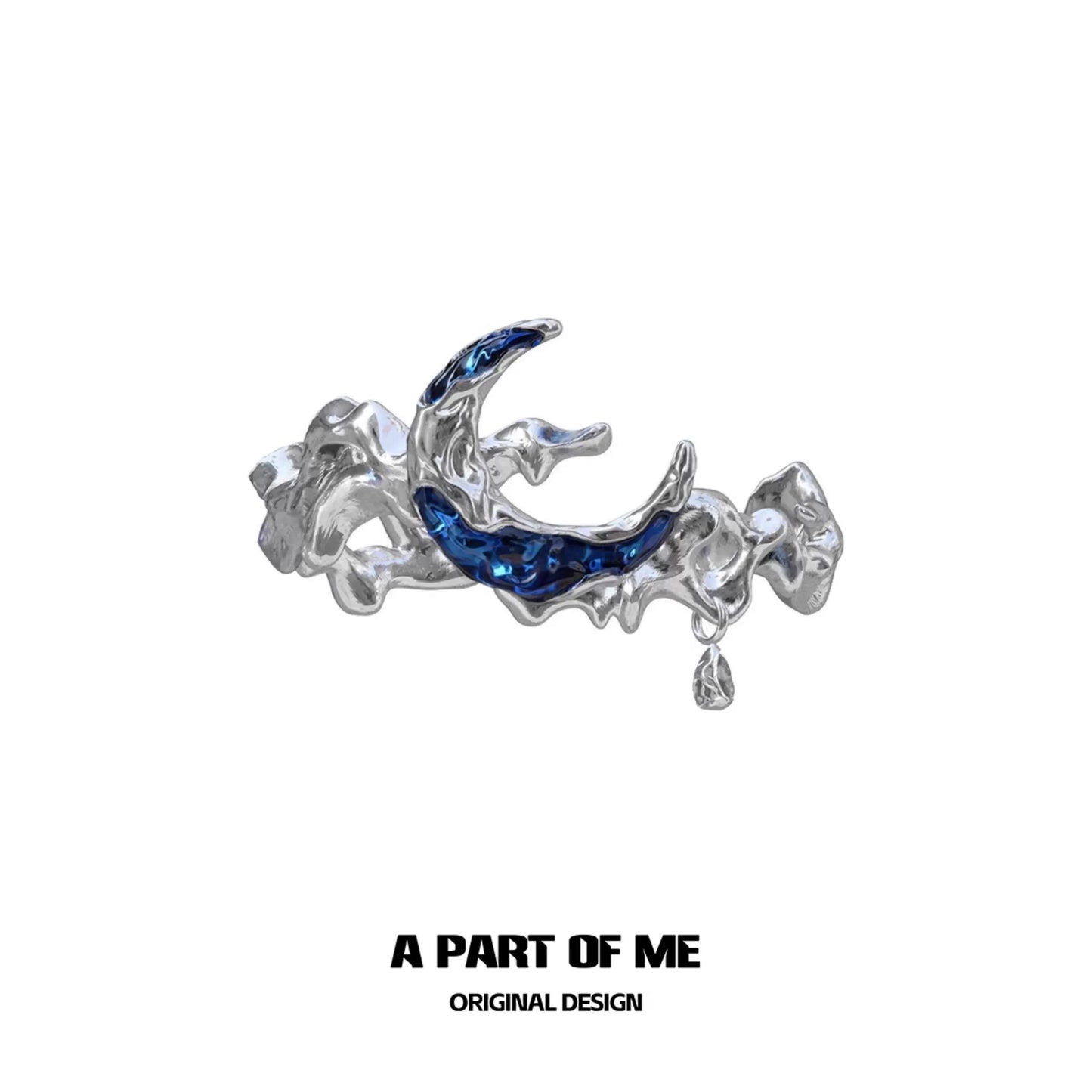 A PART OF ME Mystic Blue Moon Ring with intricate design and silver finish