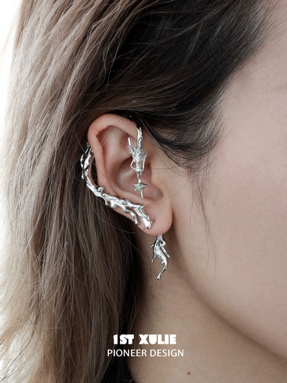 Mystic dragon ear studs in silver design showcasing a unique and stylish ear accessory