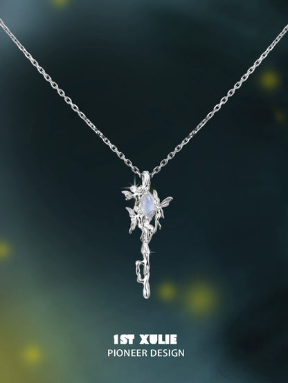1ST XULIE Mystic Sprite Necklace featuring a delicate design with a gemstone pendant