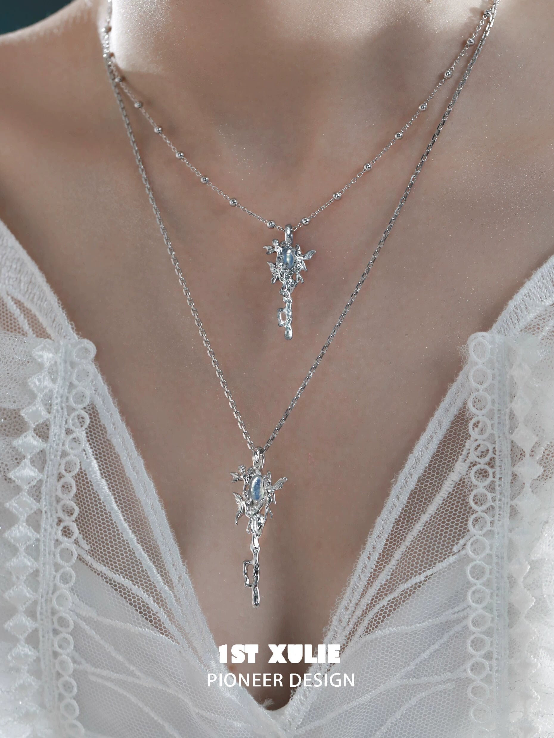 Beautiful 1STXULIE mystic sprite necklace layered design with sparkling accents