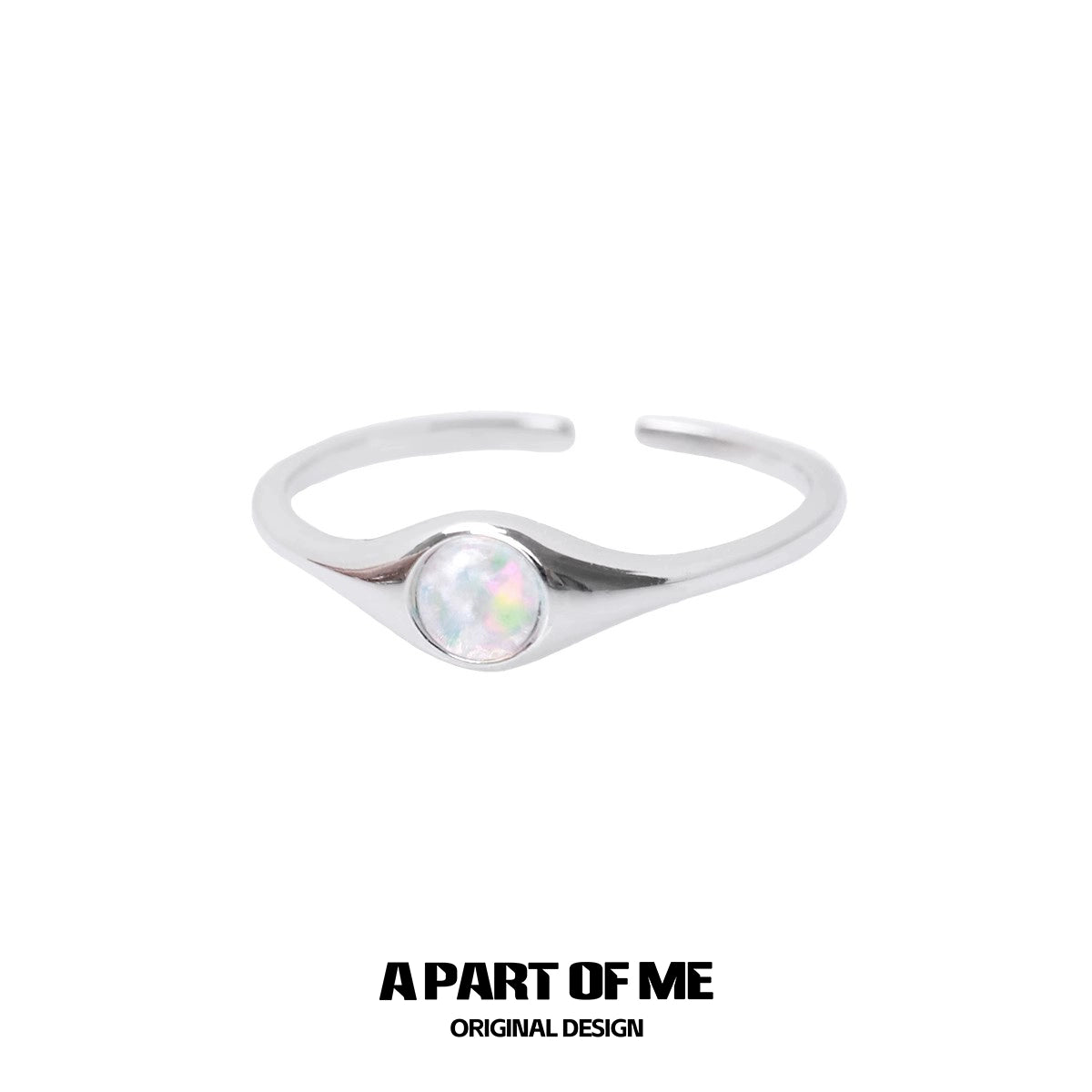 Silver A PART OF ME Opal Color Change Ring with a Unique Iridescent Stone