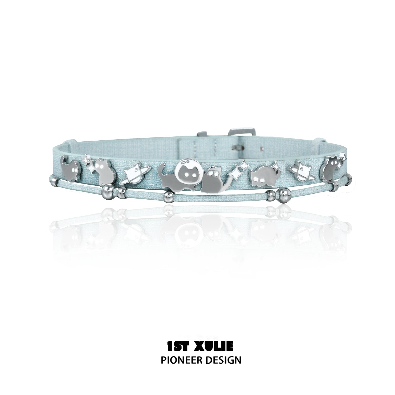 Stylish owl leather necklace in blue with unique animal charms, perfect for casual wear