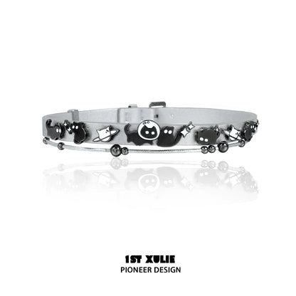 Charming owl leather necklace with playful designs for a trendy accessory