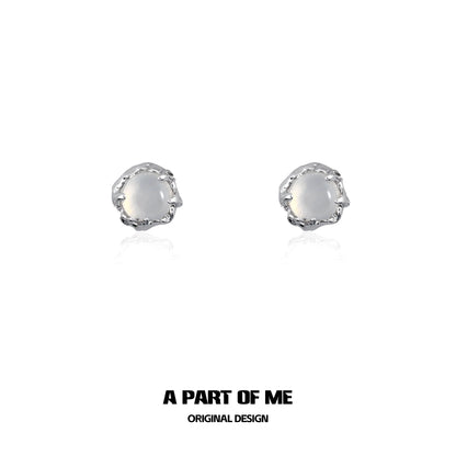A PART OF ME Agate Stud Earrings with Silver Setting for Elegant Everyday Wear