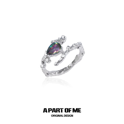 A PART OF ME amethyst silver vine ring featuring a unique design with shimmering details
