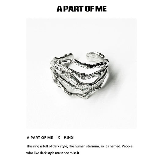Bone minimalist ring by A PART OF ME featuring a dark, organic design inspired by human sternum