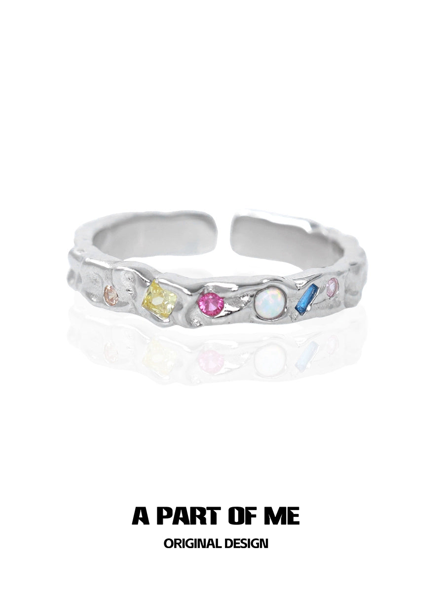A PART OF ME colorful moonstone ring with a unique design and vibrant gemstone accents