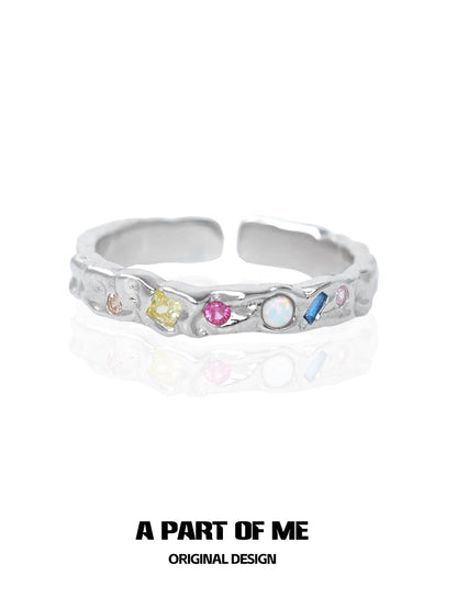 A PART OF ME colorful moonstone ring with a unique design and vibrant gemstone accents