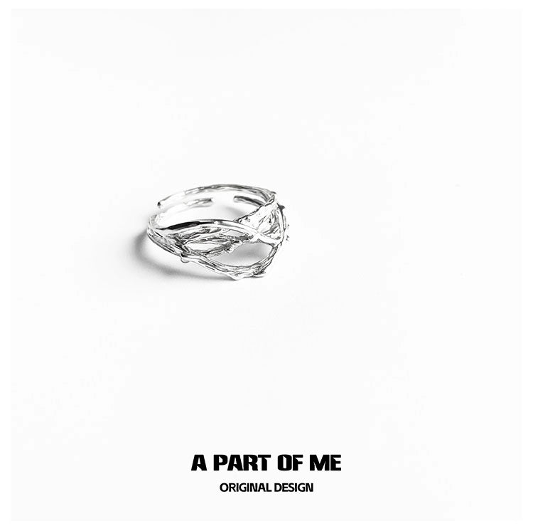 Unique irregular silver ring from A PART OF ME featuring an original design and artistic details