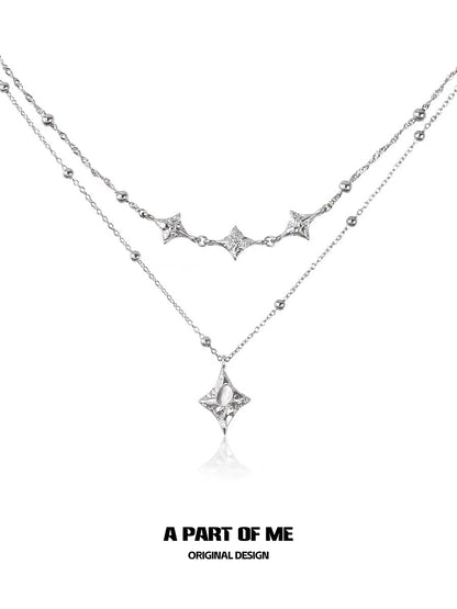 A PART OF ME starlight planet silver necklace with delicate star-shaped charms and sleek chains