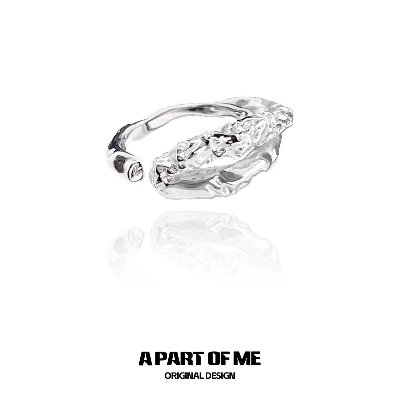 Unique symbiosis ring in silver featuring an intricate design with a polished finish