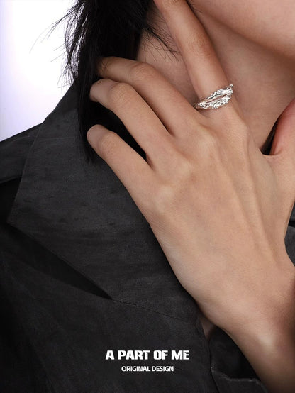 A PART OF ME unique symbiosis ring showcased on a model's hand, highlighting its elegant design