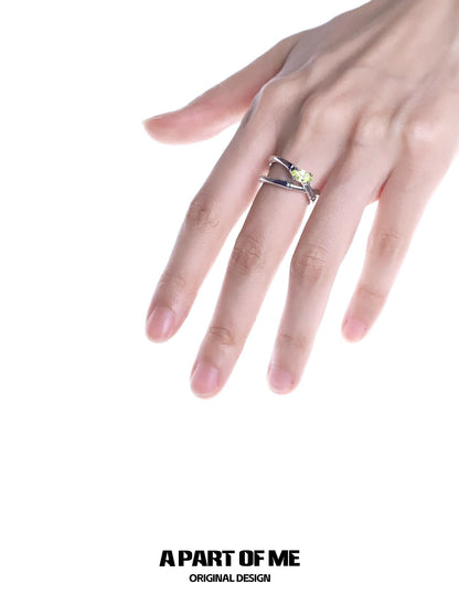 Stylish silver ring featuring a yellow turquoise bamboo ring design for modern fashion lovers