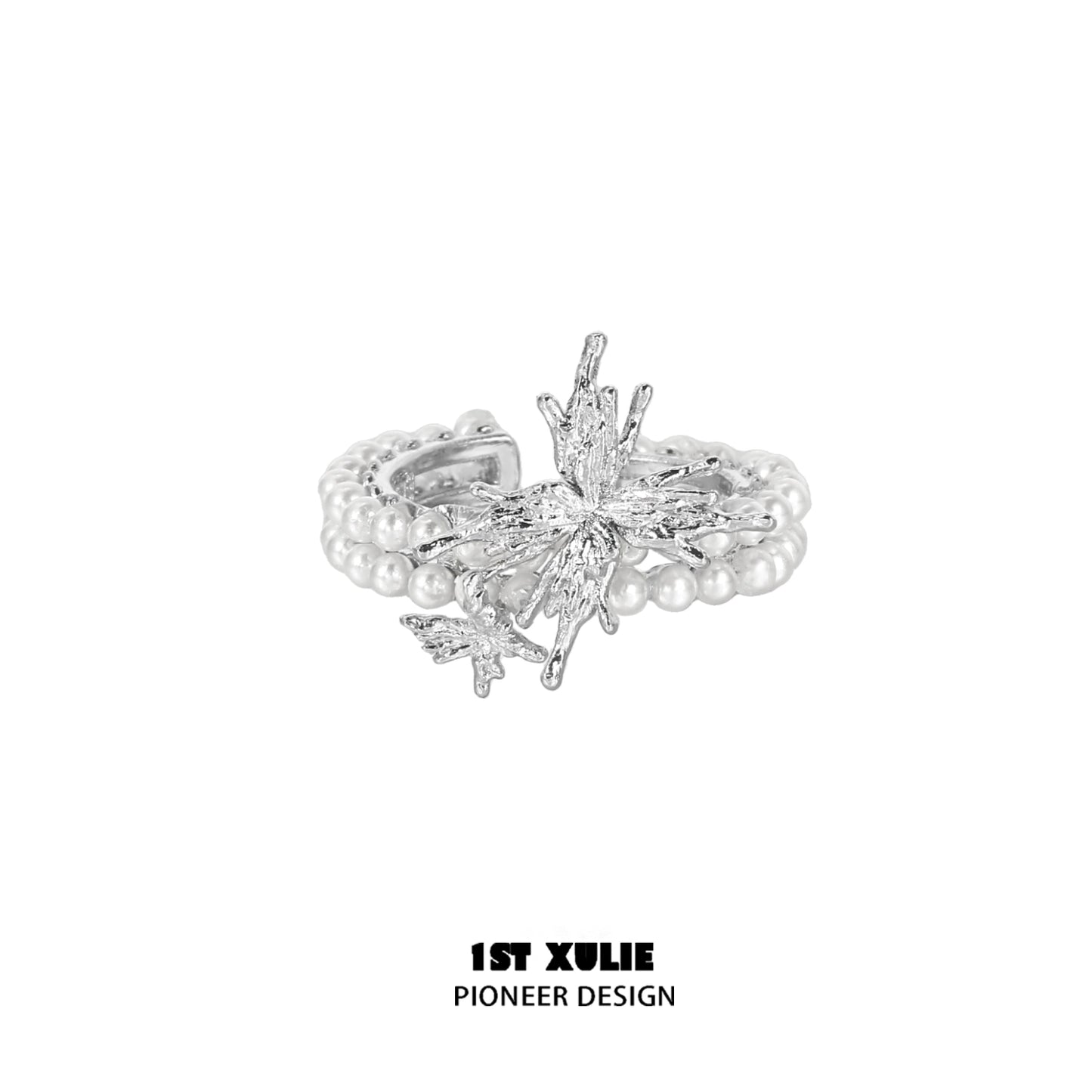 1ST XULIE Pearl Butterfly Ring with Elegant Design and Pearl Accents for Stylish Accessories