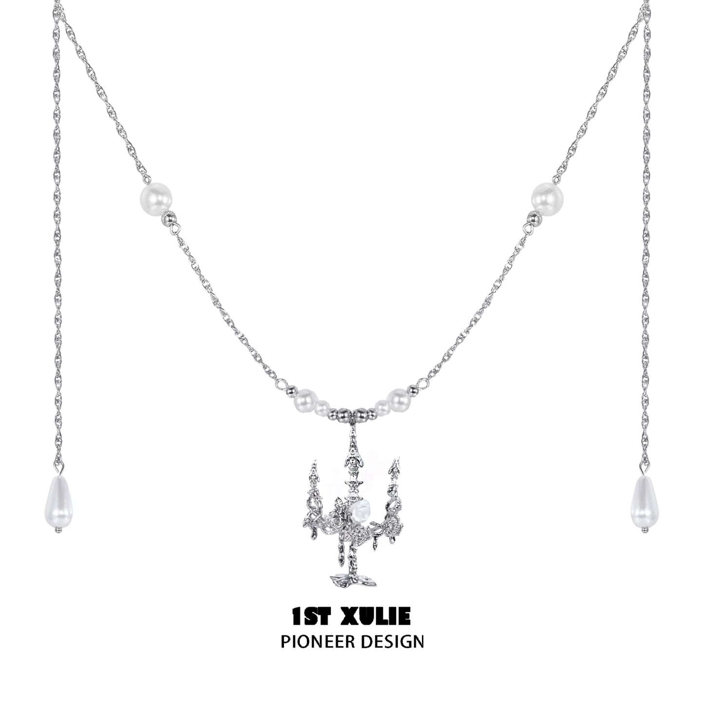 1ST XULIE Pearl Clavicle Necklace with Silver Chain and Elegant Design for Stylish Accessories