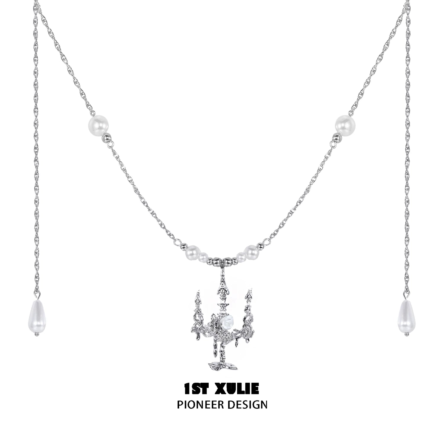 1ST XULIE Pearl Clavicle Necklace with Silver Chain and Elegant Design for Stylish Accessories