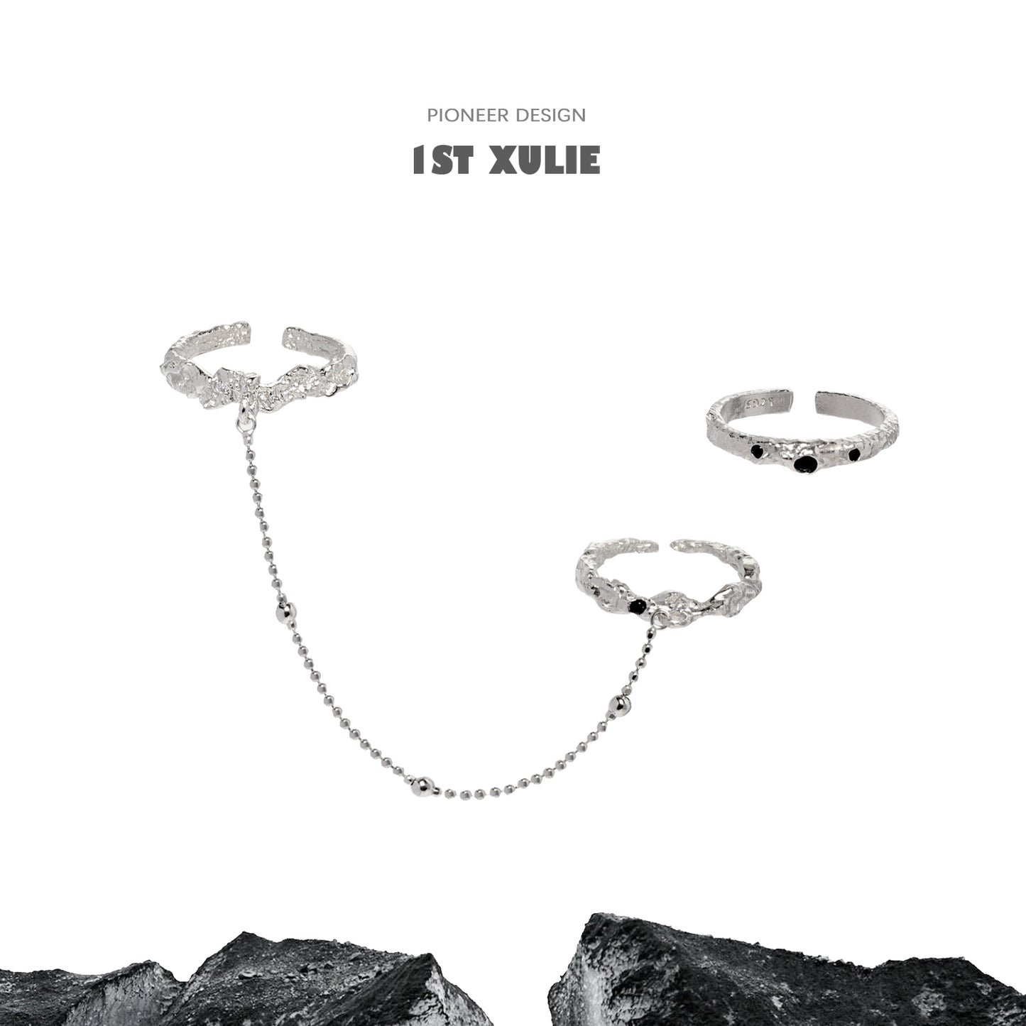Y2K controller chain silver ring set featuring stylish adjustable designs and unique detailing