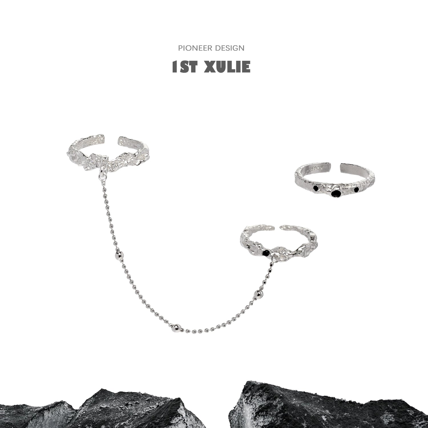 Y2K controller chain silver ring set featuring stylish adjustable designs and unique detailing