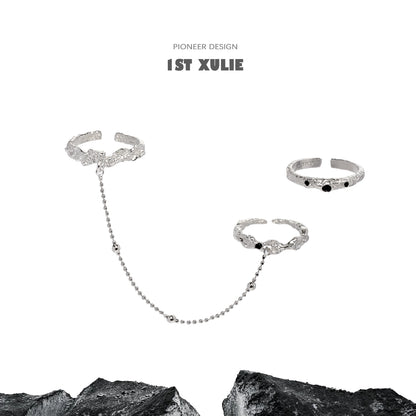 Y2K controller chain silver ring set featuring stylish adjustable designs and unique detailing