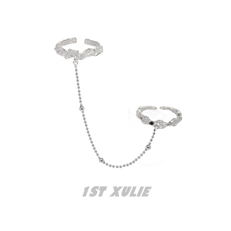 Y2K controller chain silver ring featuring intricate design and link chain connection