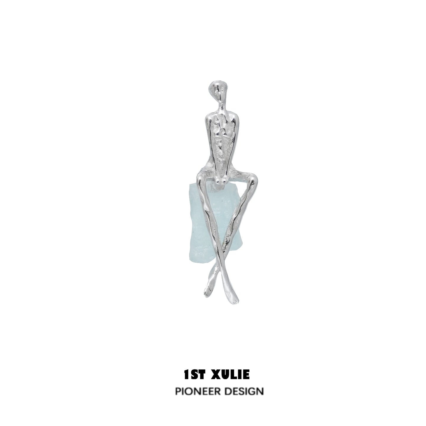 Y2K modern muse stud earrings featuring a unique design with silver-tone and aquamarine accents