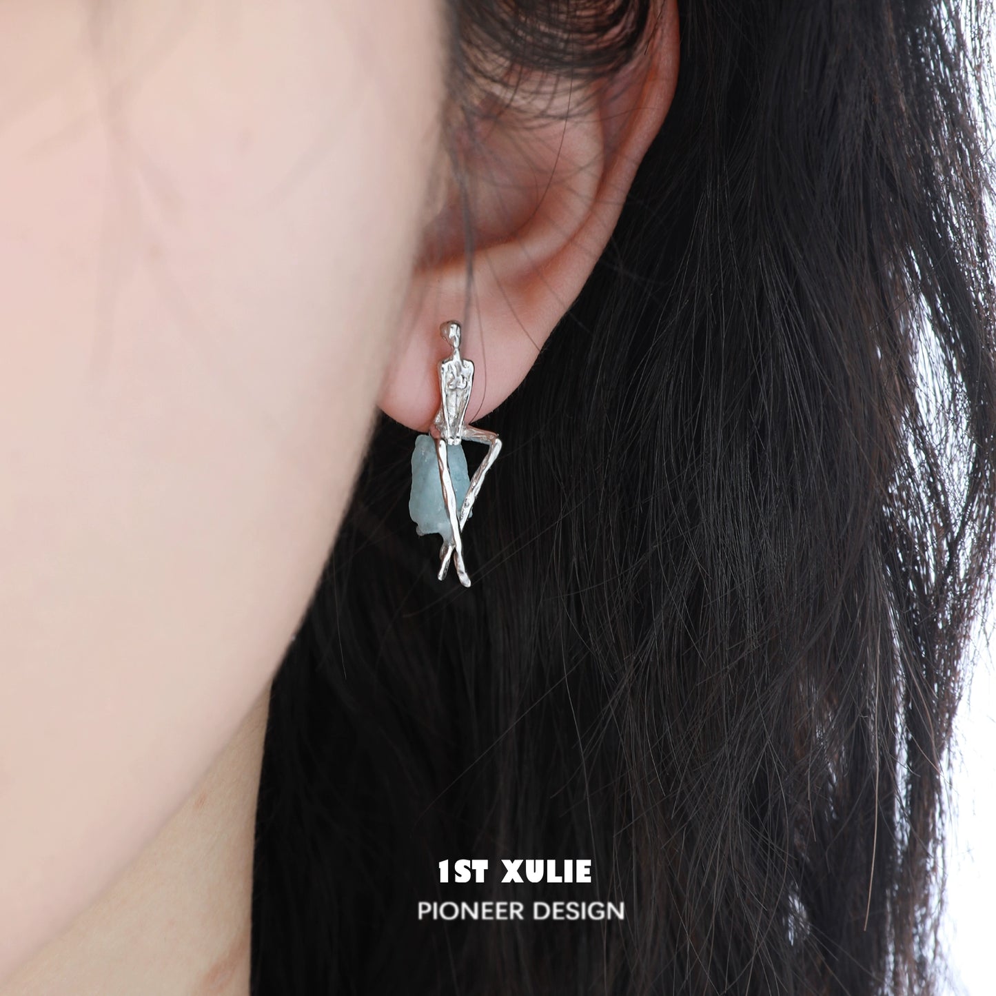 Y2K modern muse stud earrings with a unique design featuring a stylish figure and leaf details