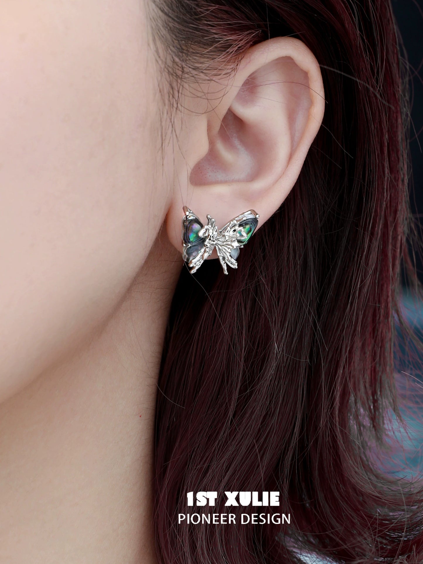 Punk butterfly earrings featuring intricate design and colorful accents, ideal for a bold fashion statement