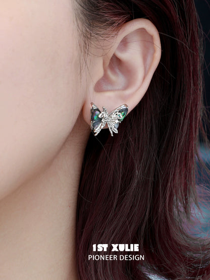 Punk butterfly earrings featuring intricate design and colorful accents, ideal for a bold fashion statement
