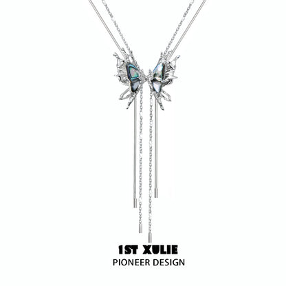 1ST XULIE punk butterfly necklace with dual chains and intricate butterfly design for a bold look