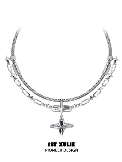 Stylish punk dreamcore necklace from 1ST XULIE with sleek chains and striking pendant design
