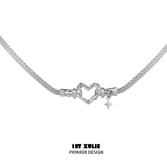 1STXULIE Punk Heart Necklace with Unique Design and Star Charm for Trendy Fashion Lovers
