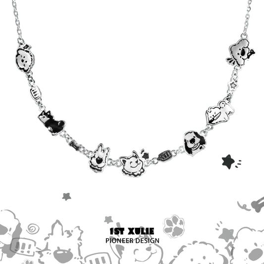 1ST XULIE Punk Puppy Necklace with Cute Charms for Trendy Pet Lovers