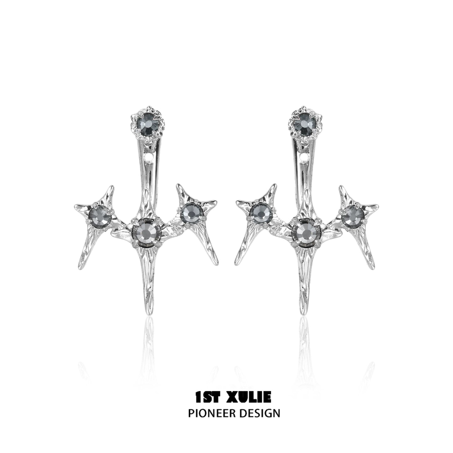 Chic punk square removable earrings featuring sparkling gems for a trendy unique style