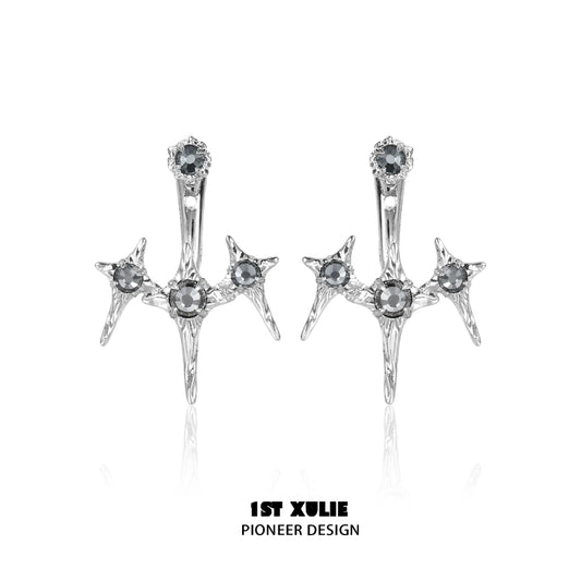 Chic punk square removable earrings featuring sparkling gems for a trendy unique style